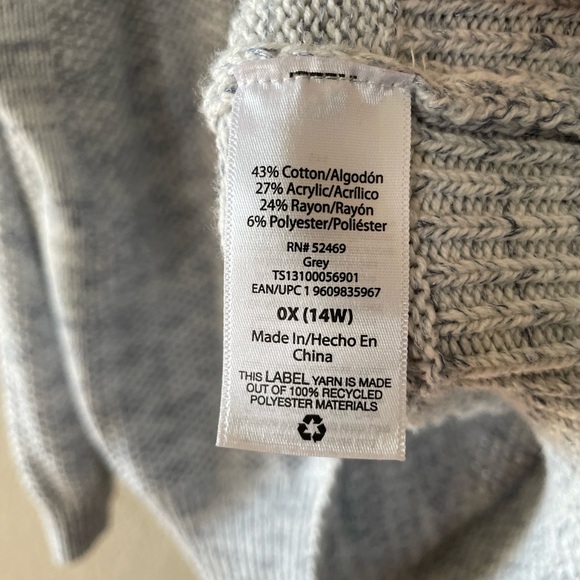 Terra & Sky Women's Gray blue knit slouchy Sweater size 0X (14w) winter chic - Picture 4 of 6
